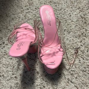 Pink and clear heels